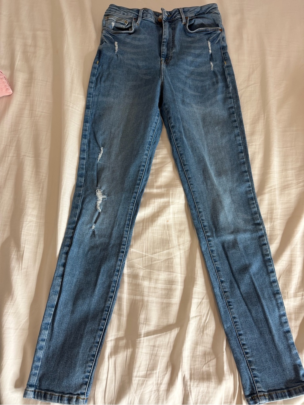 Forever 21 Mid-Blue Distressed Skinny Jeans